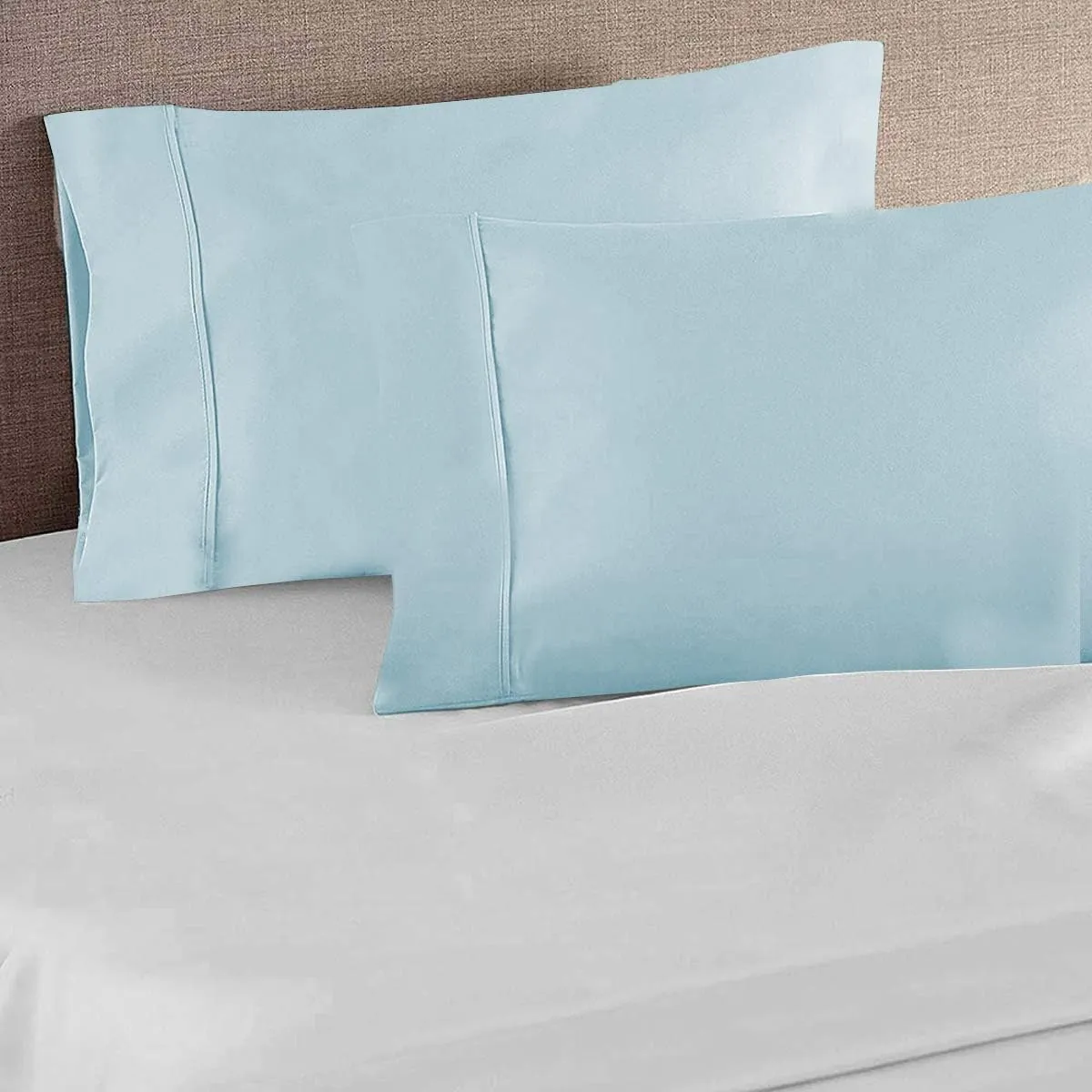 1000 Thread Count PIMA Cotton Solid Light Blue 18"(inch) Deep Pocket Full XL(54"X80") Sheet Set- 4 Pc Sheet with Pillowcases, Hotel Quality