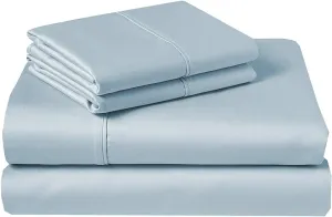 1000 Thread Count PIMA Cotton Solid Light Blue 18"(inch) Deep Pocket Full XL(54"X80") Sheet Set- 4 Pc Sheet with Pillowcases, Hotel Quality