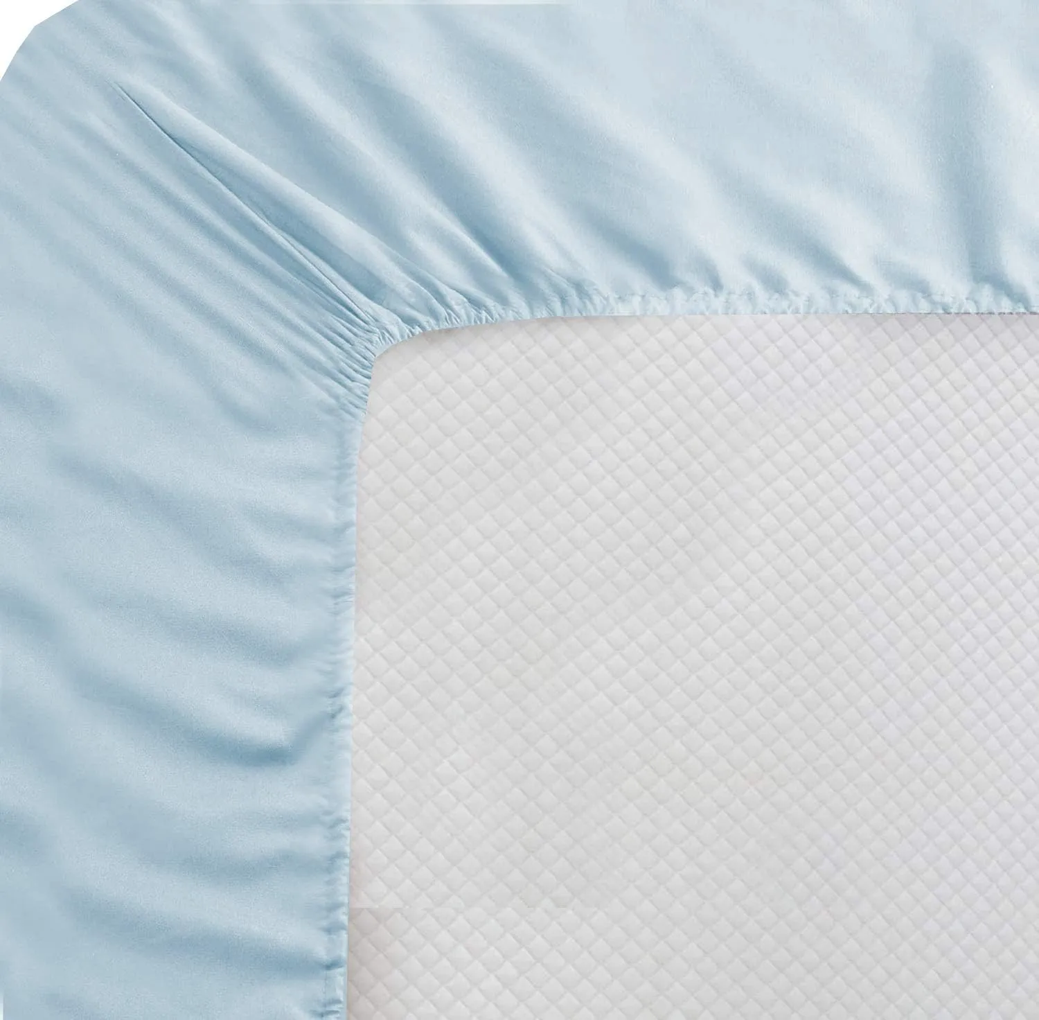 1000 Thread Count PIMA Cotton Solid Light Blue 18"(inch) Deep Pocket Full XL(54"X80") Sheet Set- 4 Pc Sheet with Pillowcases, Hotel Quality