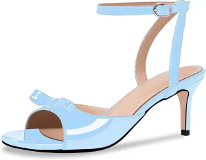 100FIXEO Women's Slingback Open Toe High Heel Bow Sandals Ankle Strap Stiletto Heel Pumps Dress Shoes