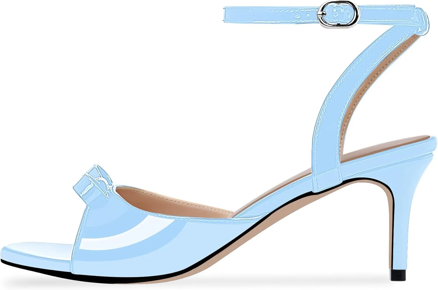100FIXEO Women's Slingback Open Toe High Heel Bow Sandals Ankle Strap Stiletto Heel Pumps Dress Shoes