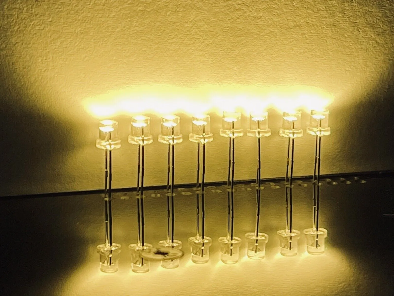 100PCS 3mm WARM WHITE LED Light Emitting Diode Clear Flat Top Edgeless Long Legs