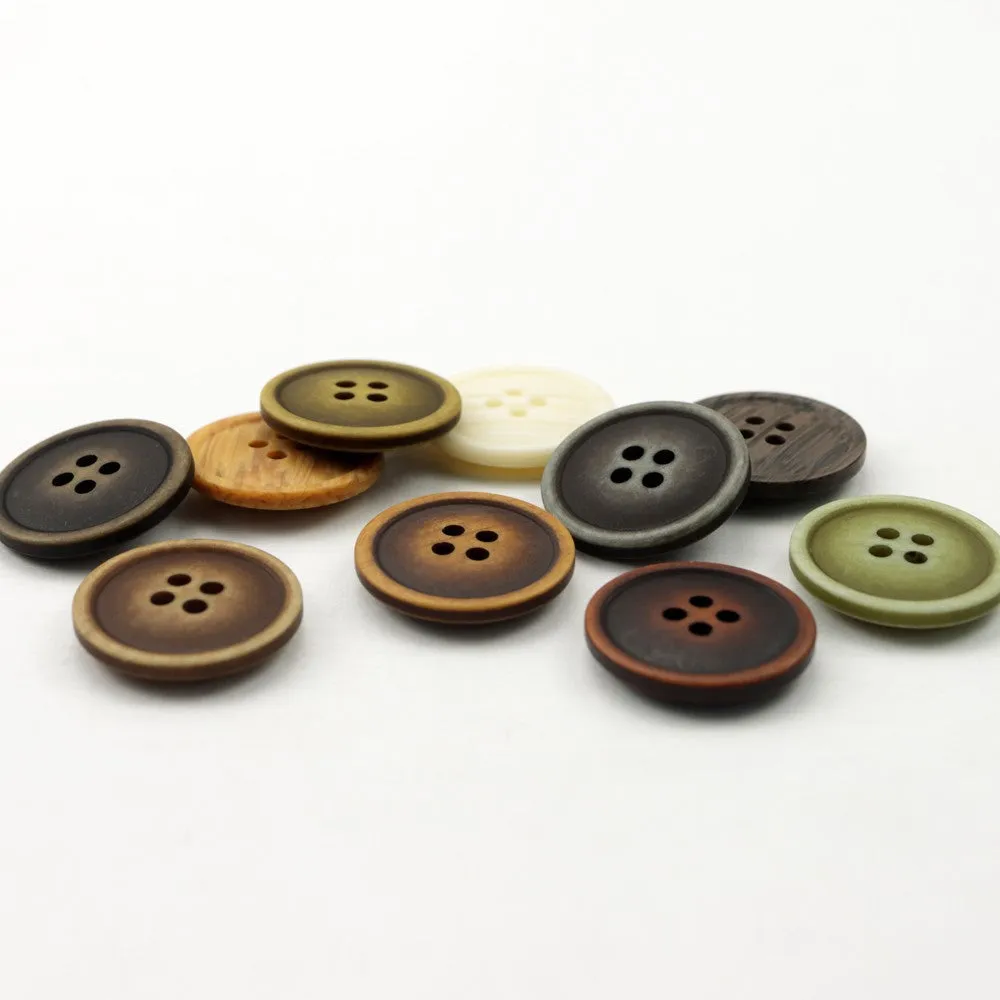 11.5-25mm Green Brown Resin Four-Hole Buttons 100 Pack (10 Colors)