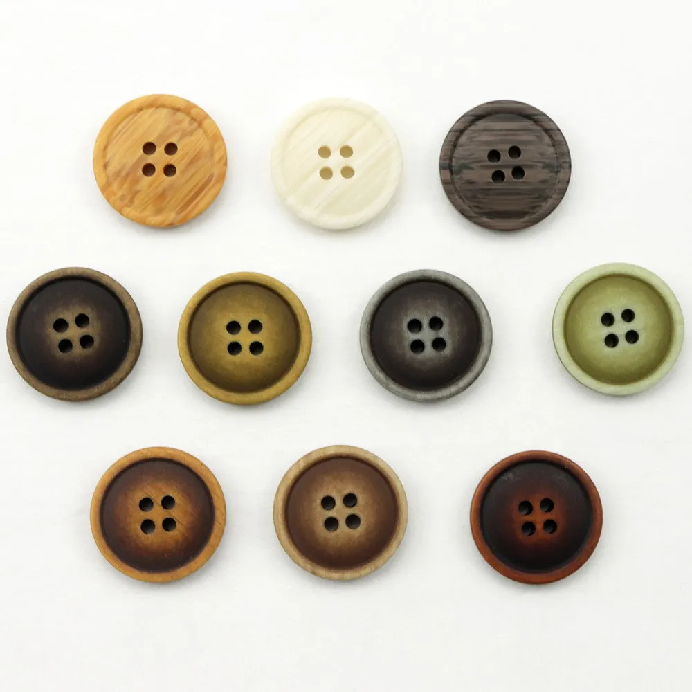 11.5-25mm Green Brown Resin Four-Hole Buttons 100 Pack (10 Colors)