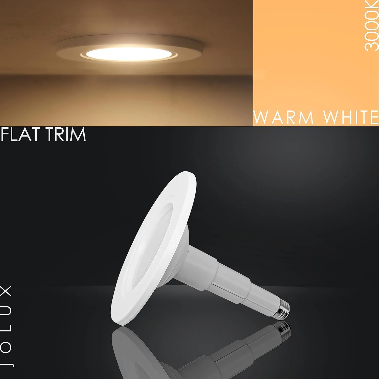 12 Pack 5/6 Inch LED Can Lights Adjustable Recessed Retrofit Downlight,800lm 3000K Warm White, Dimmable,ETL Damp Rated Replacement Recessed Lighting Install,E26 Base,Flat Trim.