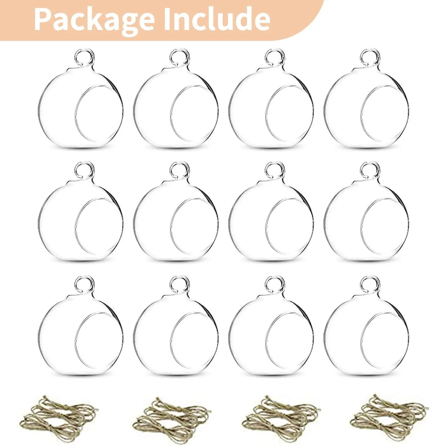 12 Pcs 3.15"/ 8cm Hanging Glass Tealight Holder Globe Plant Terrariums Glass Orbs Air Plants Tea Light Candle Holders Home Decor Indoor Outdoor Garden DIY Gifts (9 Pcs   3 Pcs)