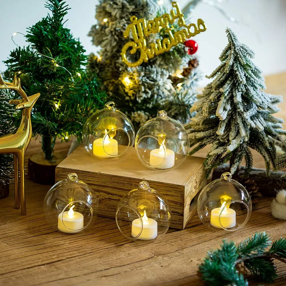 12 Pcs 3.15"/ 8cm Hanging Glass Tealight Holder Globe Plant Terrariums Glass Orbs Air Plants Tea Light Candle Holders Home Decor Indoor Outdoor Garden DIY Gifts (9 Pcs   3 Pcs)