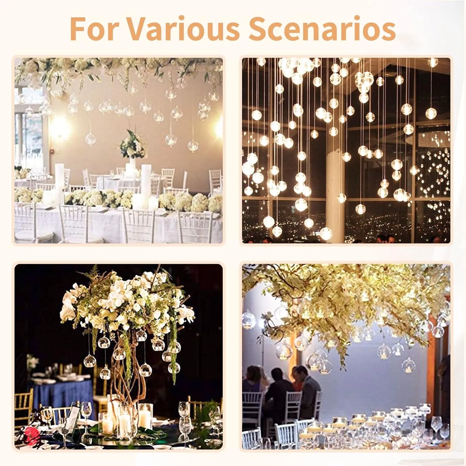 12 Pcs 3.15"/ 8cm Hanging Glass Tealight Holder Globe Plant Terrariums Glass Orbs Air Plants Tea Light Candle Holders Home Decor Indoor Outdoor Garden DIY Gifts (9 Pcs   3 Pcs)