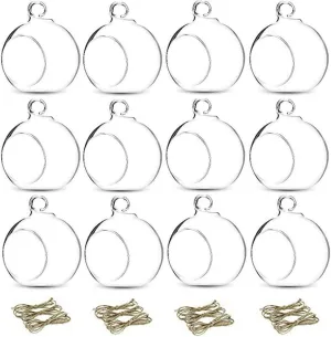 12 Pcs 3.15"/ 8cm Hanging Glass Tealight Holder Globe Plant Terrariums Glass Orbs Air Plants Tea Light Candle Holders Home Decor Indoor Outdoor Garden DIY Gifts (9 Pcs   3 Pcs)