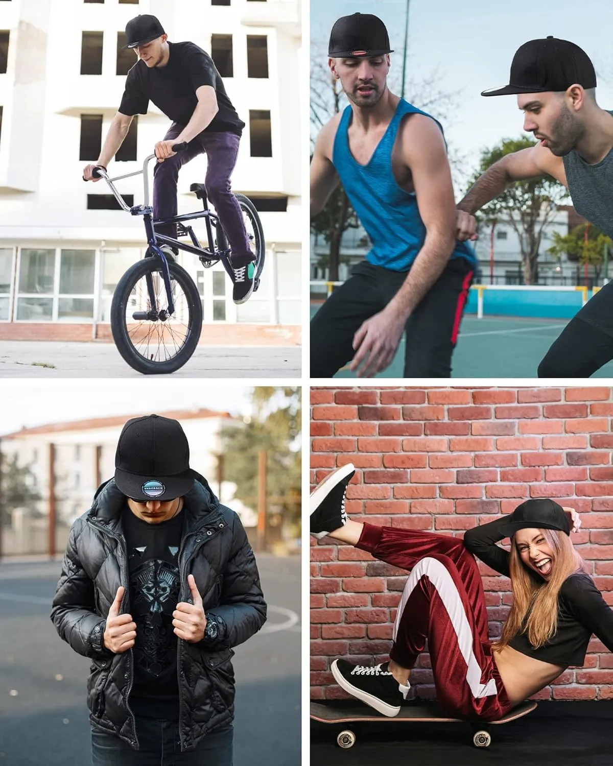 15 Pack Snapback Hats for Men Hip Hop Style Solid Baseball Hats Adjustable Snapback Cap Flat Brim Baseball Caps