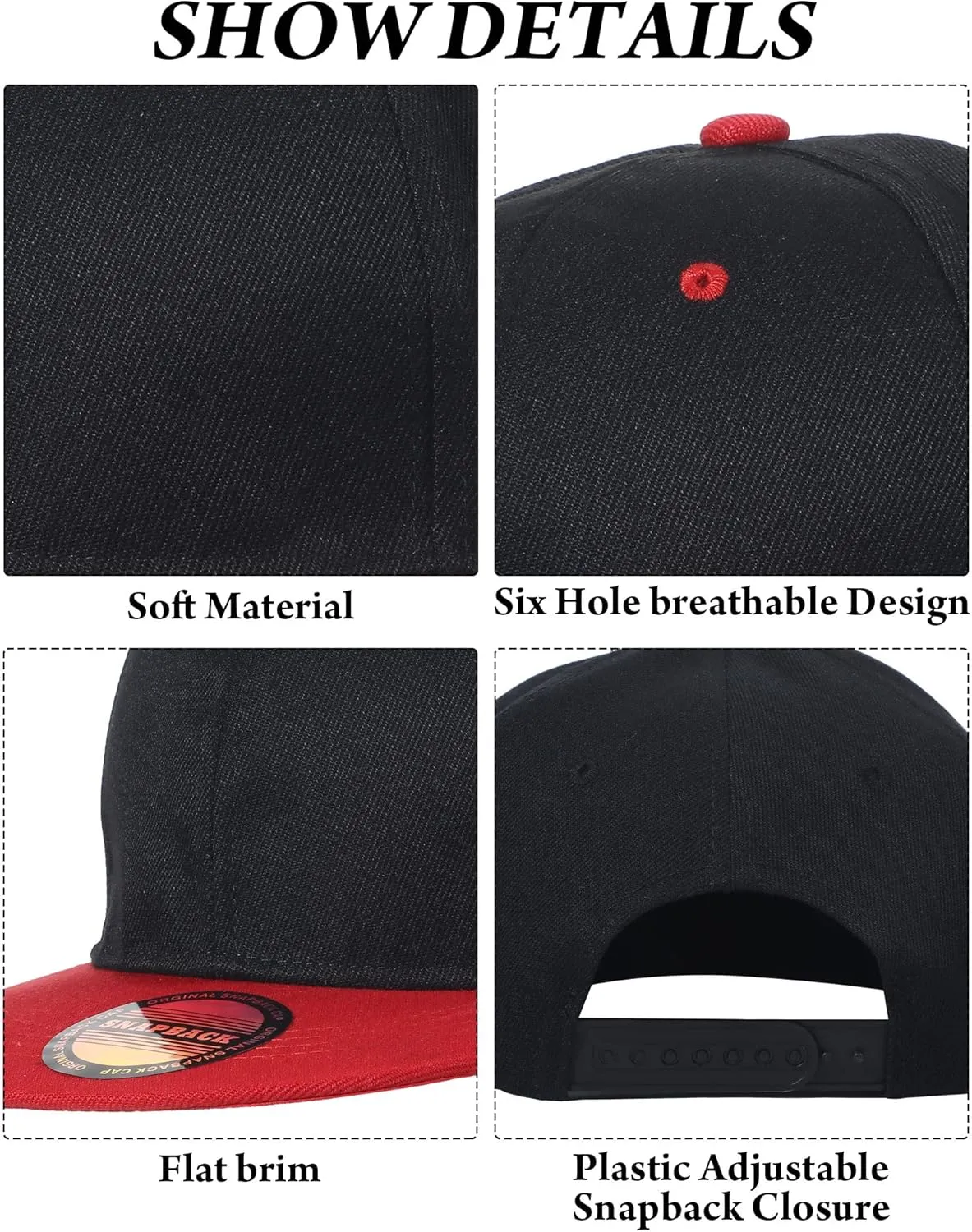 15 Pack Snapback Hats for Men Hip Hop Style Solid Baseball Hats Adjustable Snapback Cap Flat Brim Baseball Caps