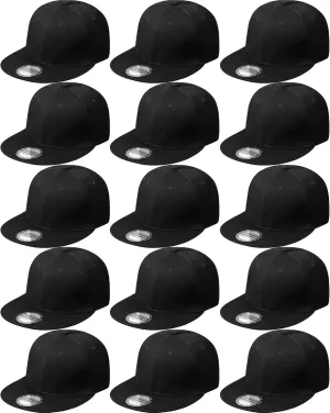 15 Pack Snapback Hats for Men Hip Hop Style Solid Baseball Hats Adjustable Snapback Cap Flat Brim Baseball Caps