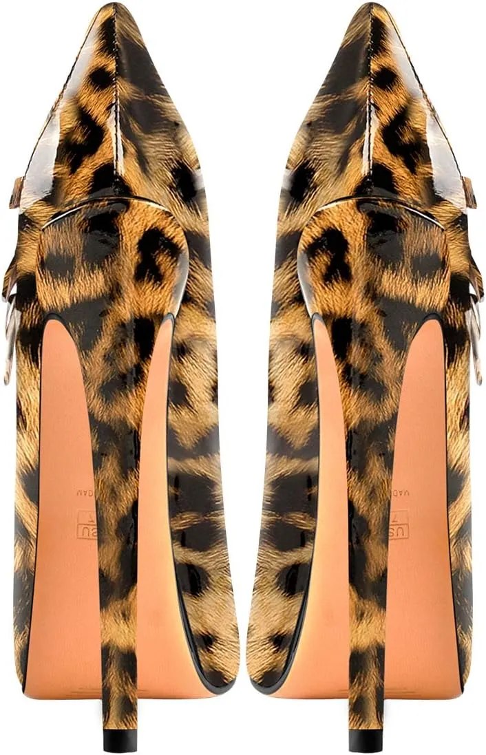 15cm Platform Round Toe Patent High Heel Stiletto Ankle Strap Pumps