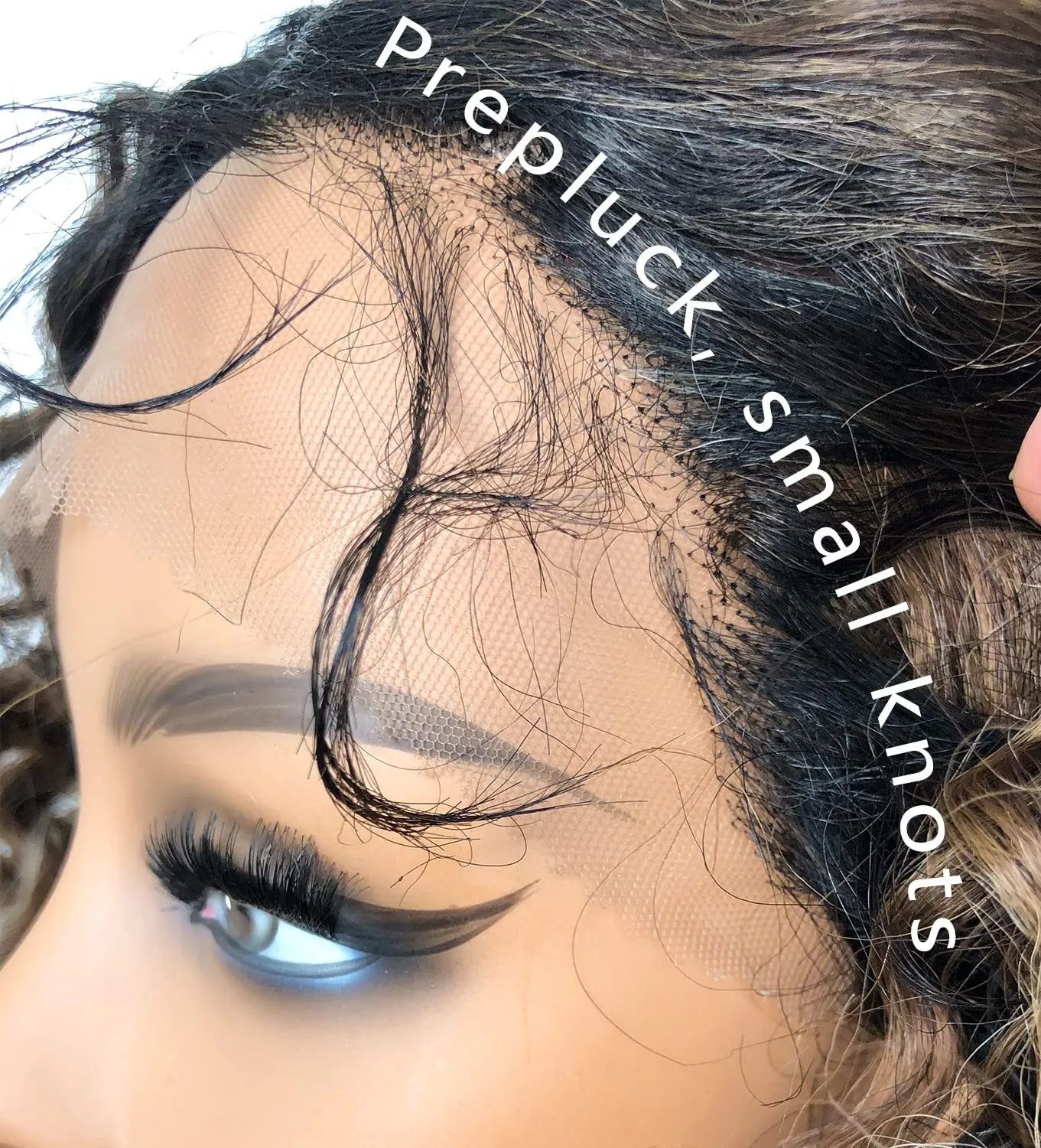 16inch Skunk Strip Blonde Highlights Curly Lace Front Wig Human Hair Blend Pre Plucked Synthetic HD Lace Short Curly Wigs for Black Women