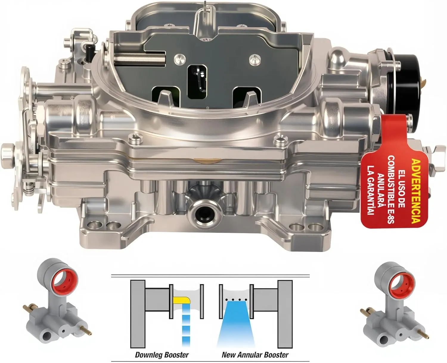 1906 AVS2 650CFM 4 Barrel AFB-style Square Bore Carburetor Replacement for Edelbrock 1906 AVS2 650 CFM Carburetor With Annular Booster Electric Choke, Satin Finish (1906-650)
