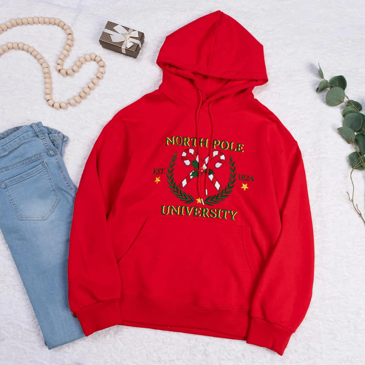 2025 Embroidered Christmas Sweatshirt for Women Long Sleeve Crewneck Pullover Casual Graphic Sweaters Top
