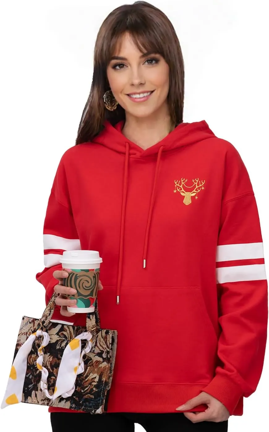 2025 Embroidered Christmas Sweatshirt for Women Long Sleeve Crewneck Pullover Casual Graphic Sweaters Top