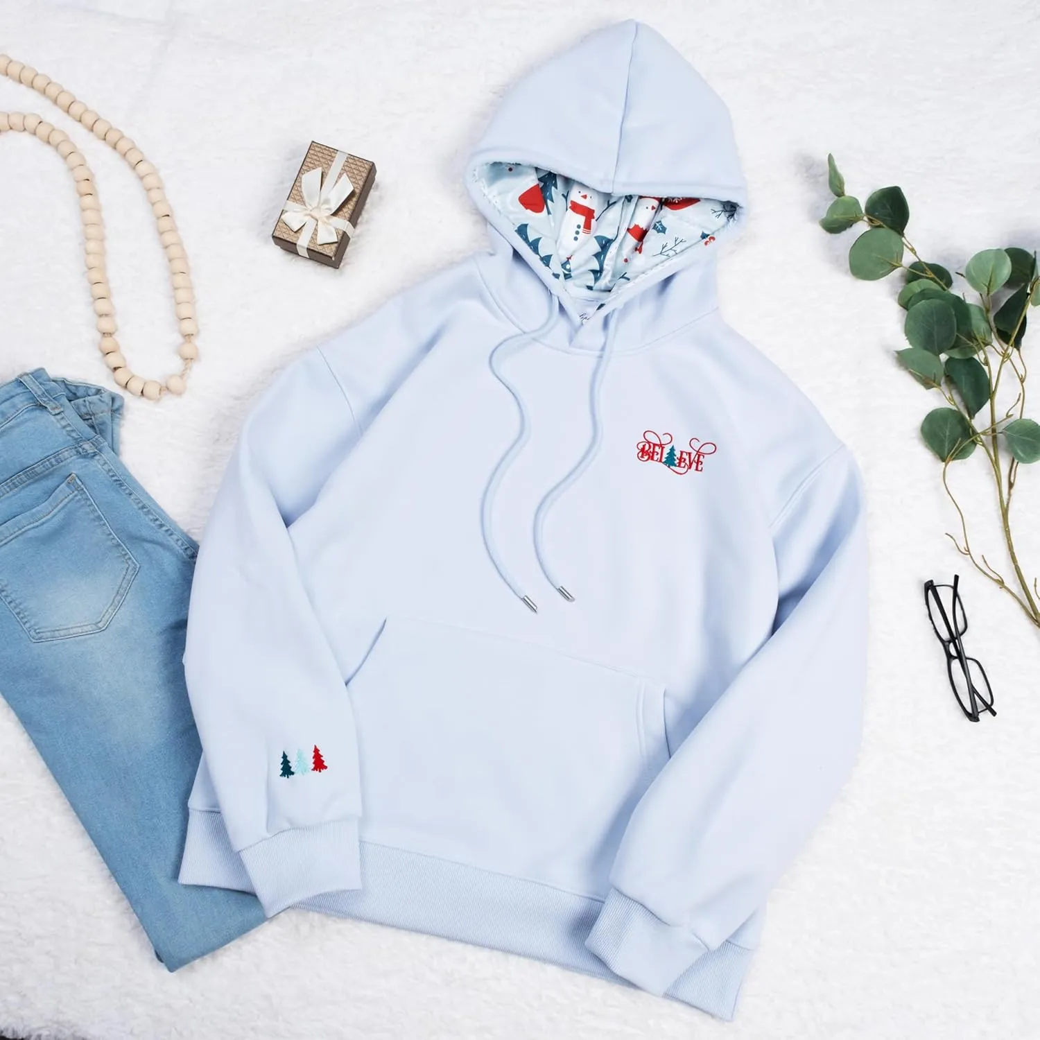 2025 Embroidered Christmas Sweatshirt for Women Long Sleeve Crewneck Pullover Casual Graphic Sweaters Top