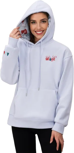 2025 Embroidered Christmas Sweatshirt for Women Long Sleeve Crewneck Pullover Casual Graphic Sweaters Top