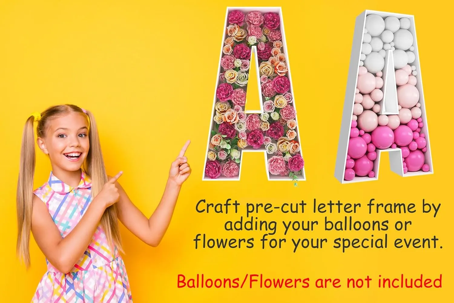 2FT Letter G Mosaic Balloon Frame Letter DIY Fillable Letters Kit for Birthday Party Wedding Backdrop Decor