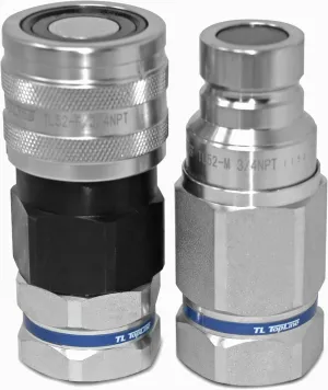 3/4" Body with 1" SAE O-Ring BOSS Thread | High Flow Flat Face Hydraulic Quick Connect Coupler | Skid Steer Bobcat Attachment | ISO 16028 Heavy-Duty Coupling with Dust Caps | Model TL51
