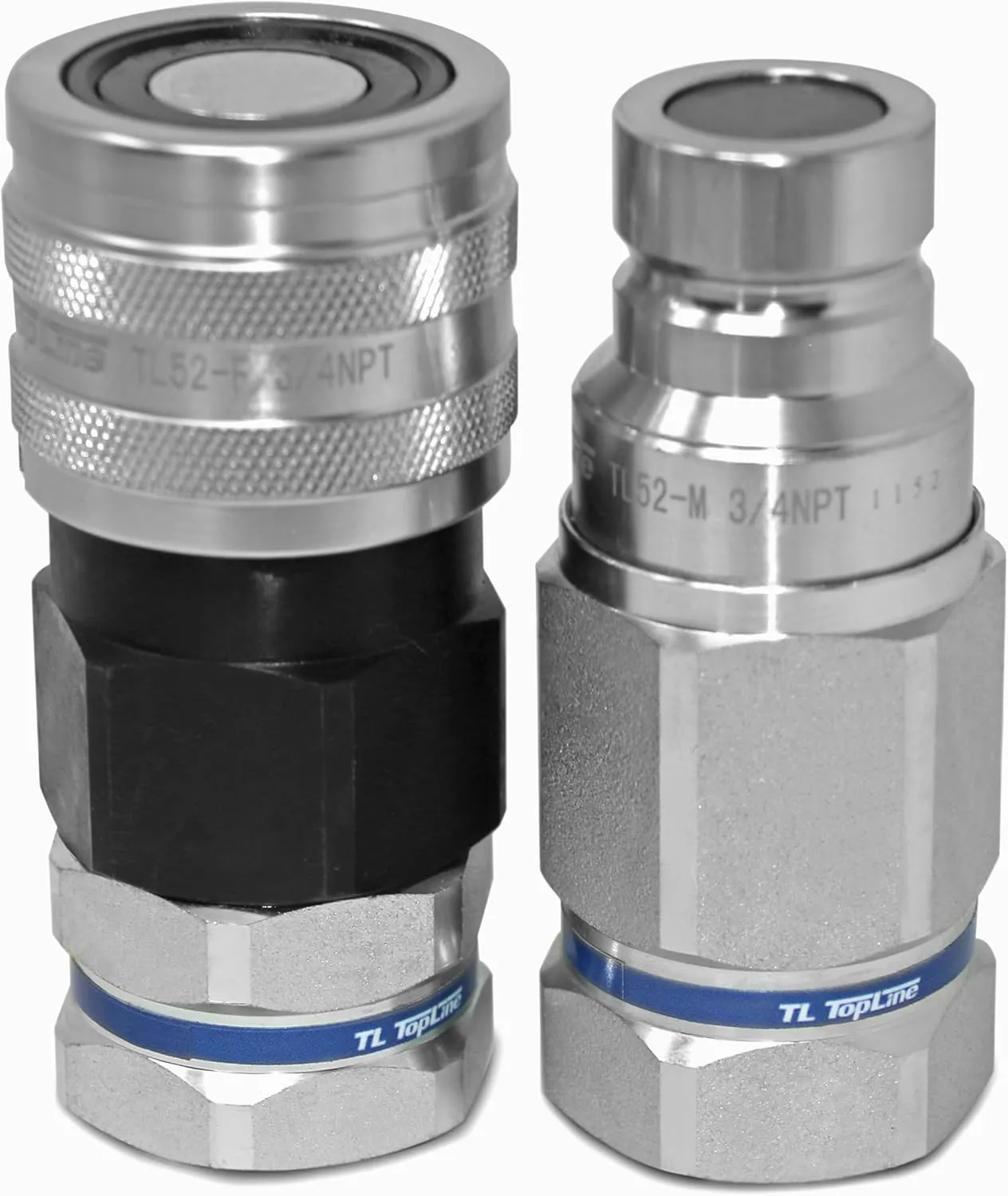 3/4" Body with 1" SAE O-Ring BOSS Thread | High Flow Flat Face Hydraulic Quick Connect Coupler | Skid Steer Bobcat Attachment | ISO 16028 Heavy-Duty Coupling with Dust Caps | Model TL51