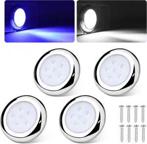 3inch RGBW Boat Courtesy Lights, IP68 Waterproof Stainless Steel Boat Interior Exterior Deck Cabin Transom Cockpit T Top Marine Led Light for Fishing Pontoon Bass Sailboat