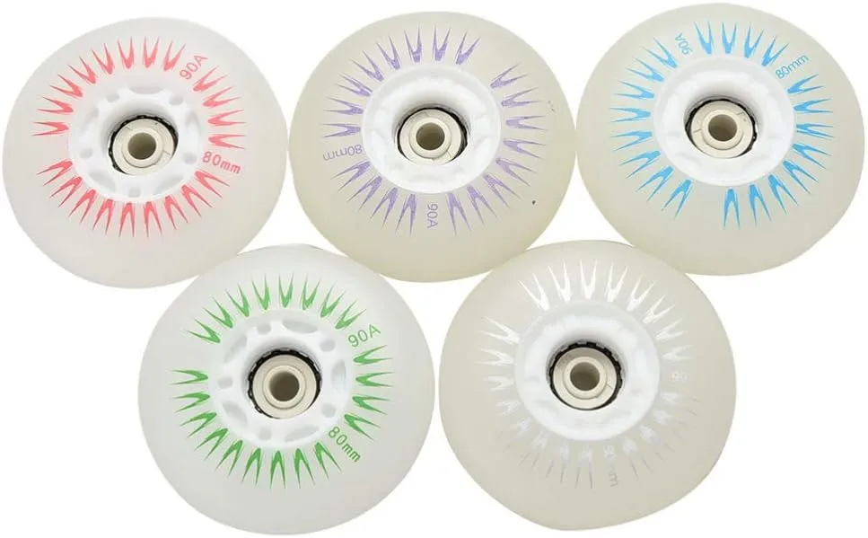 4 Packs Light Up Inline Skate Wheels, 60/62/ 64/68/ 70/72/ 76/80/ 90/ 110mm Luminous Flash Inline Roller Skate Replacement Wheel with Bearings