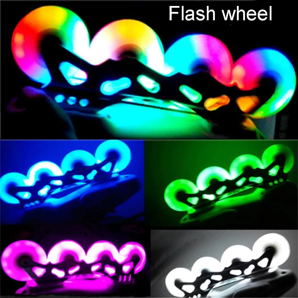 4 Packs Light Up Inline Skate Wheels, 60/62/ 64/68/ 70/72/ 76/80/ 90/ 110mm Luminous Flash Inline Roller Skate Replacement Wheel with Bearings