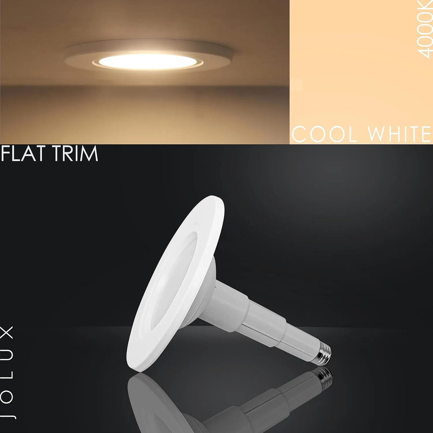 5/6 Inch LED Can Lights Adjustable Recessed Retrofit Downlight, ETL Damp Rated Replacement Conversion Kit, 12W=60W, 4000K Cool White, 800LM, Dimmable, Flat Trim, E26 Base,6-Pack