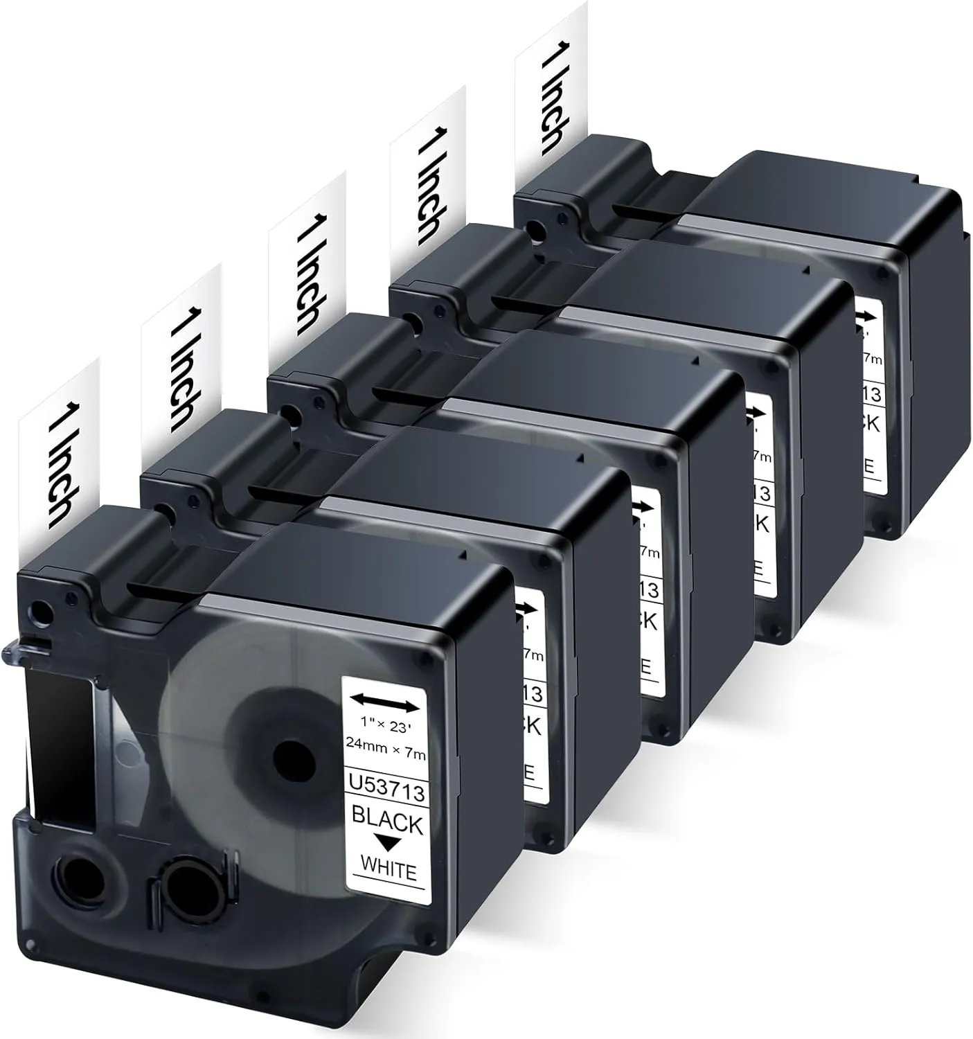 5X Compatible Dymo D1 Label Tape 1 Inch 53713 S0720930 Replace for Dymo Label Maker Tape 24mm Work with LabelManager 300 400 450 450D 500TS PnP Label-Writer 450 Duo 400 Duo, Black on White