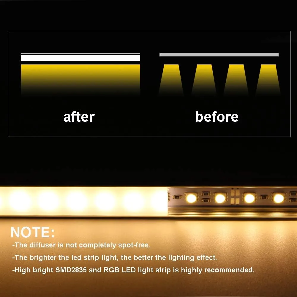 6.6ft/ 2m LED Strip Channel 20-Pack with Milky Cover, End Caps and Mounting Clips, Aluminum LED Profile for Installing LED Rope Light