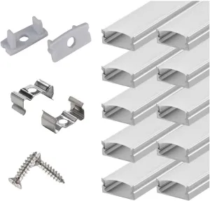6.6ft/ 2m LED Strip Channel 20-Pack with Milky Cover, End Caps and Mounting Clips, Aluminum LED Profile for Installing LED Rope Light