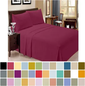 800-Thread-Count 100% Cotton Sheet Pure Burgundy King-Sheets Set, 4-Piece Long-Staple Cotton Best-Bedding Sheets for Bed, Soft & Silky Sateen Weave Fits Mattress Upto 18'' Deep Pocket