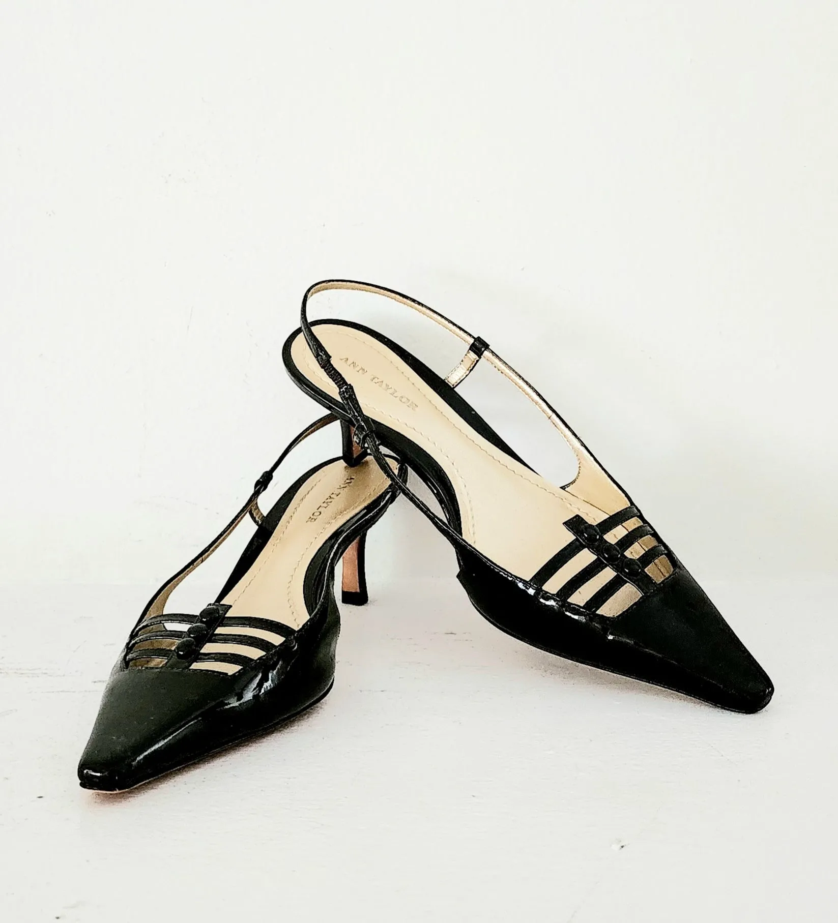 90s Ann Taylor Kitten Heel Slingbacks Dark Brown 6.5