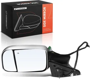 A-Premium Driver Side Power Door Mirror - Compatible with Ram 2500 3500 2019 2020 2021 2022 - Heated Power Folding Chrome Outside Rear View Mirror w/Turn Signal Puddle Light Blind Spot Detection