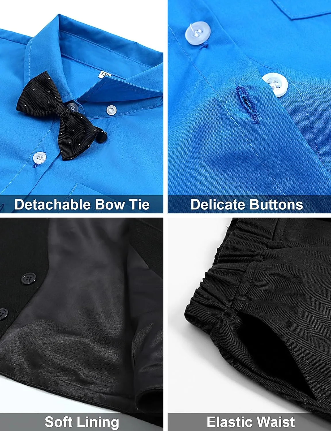 A&J DESIGN 4pcs Baby & Toddler Suit, 12 Months - 5T, Shirt & Pants & Vest & Bow Tie