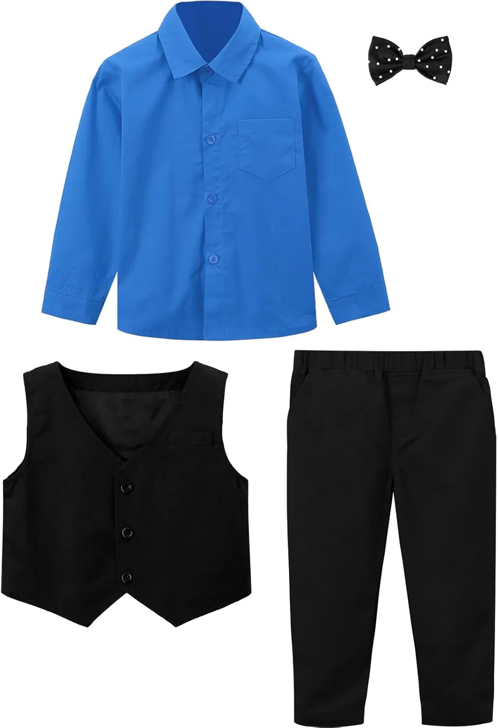 A&J DESIGN 4pcs Baby & Toddler Suit, 12 Months - 5T, Shirt & Pants & Vest & Bow Tie