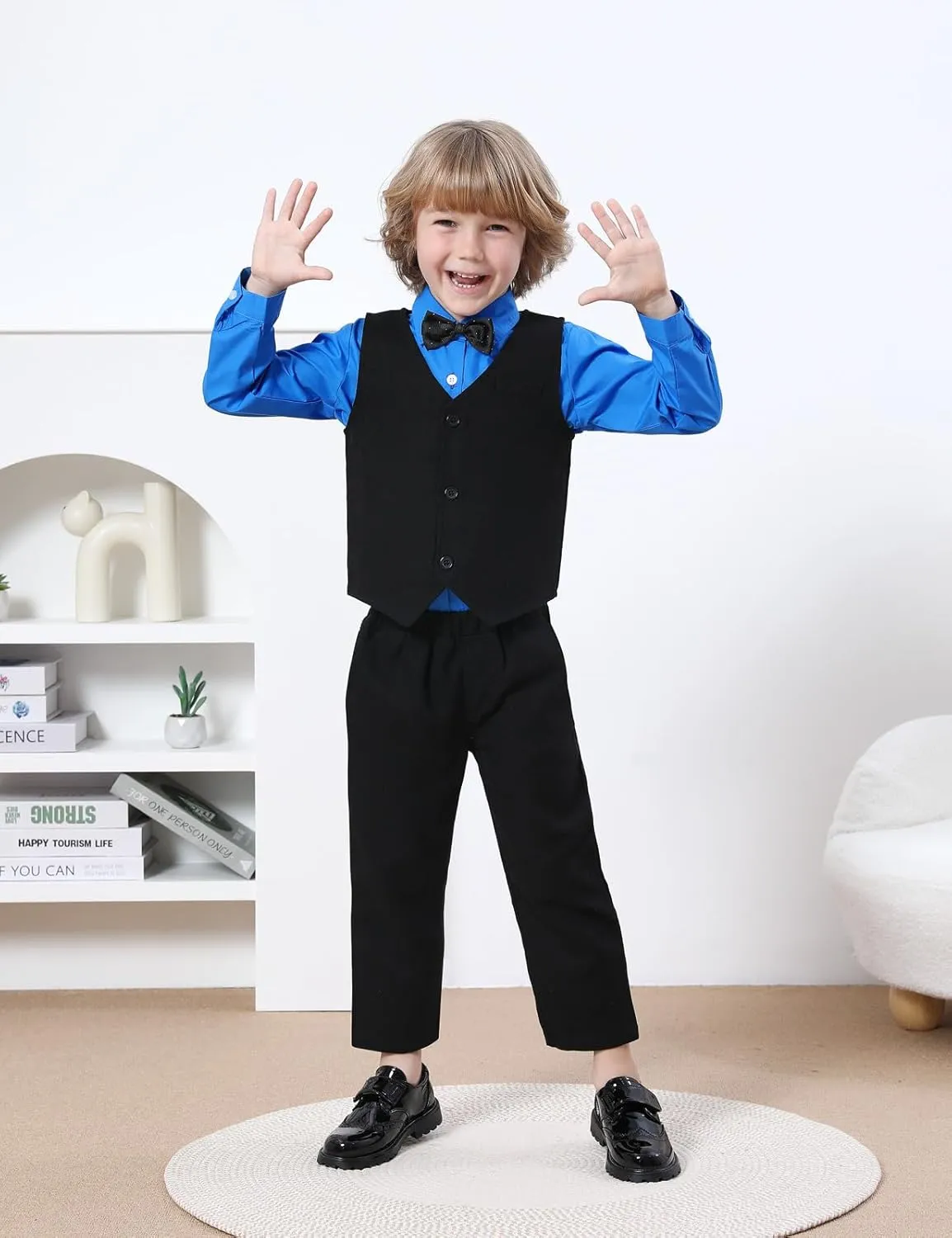 A&J DESIGN 4pcs Baby & Toddler Suit, 12 Months - 5T, Shirt & Pants & Vest & Bow Tie