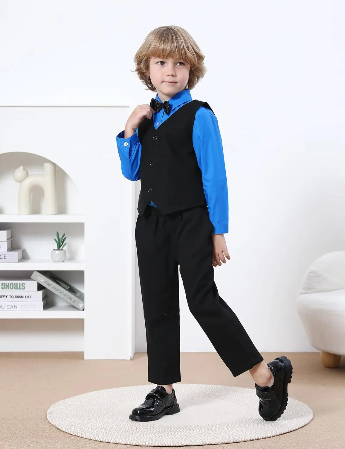 A&J DESIGN 4pcs Baby & Toddler Suit, 12 Months - 5T, Shirt & Pants & Vest & Bow Tie