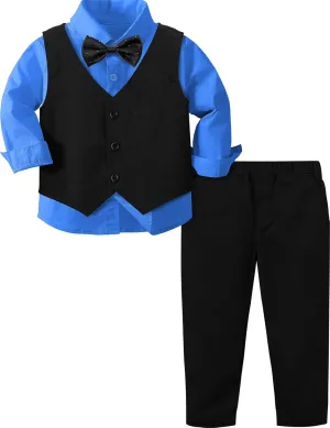 A&J DESIGN 4pcs Baby & Toddler Suit, 12 Months - 5T, Shirt & Pants & Vest & Bow Tie