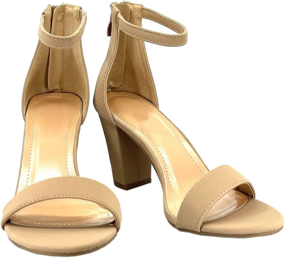 ABSOLEX Women Ankle Wrap Strap Open Toe Medium Heel Shoe