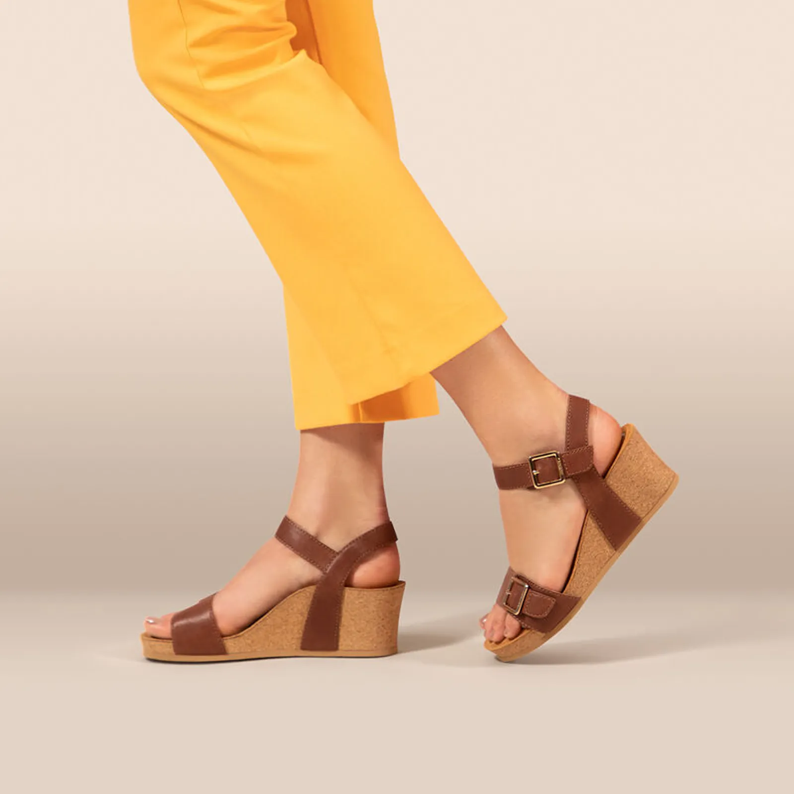 Aetrex Lexa Wedge Sandal (Women) - Walnut