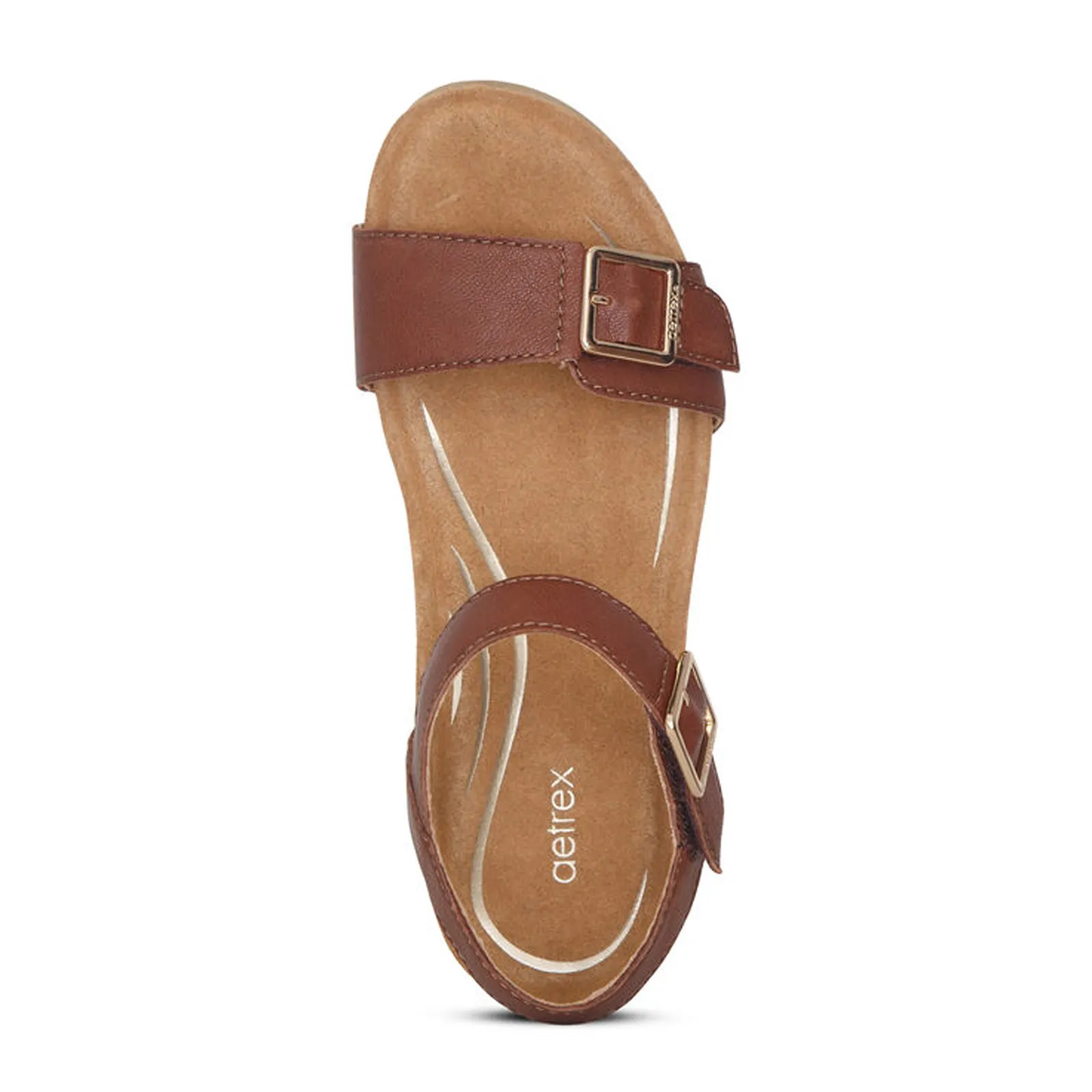 Aetrex Lexa Wedge Sandal (Women) - Walnut