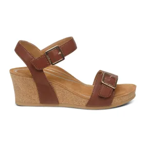 Aetrex Lexa Wedge Sandal (Women) - Walnut