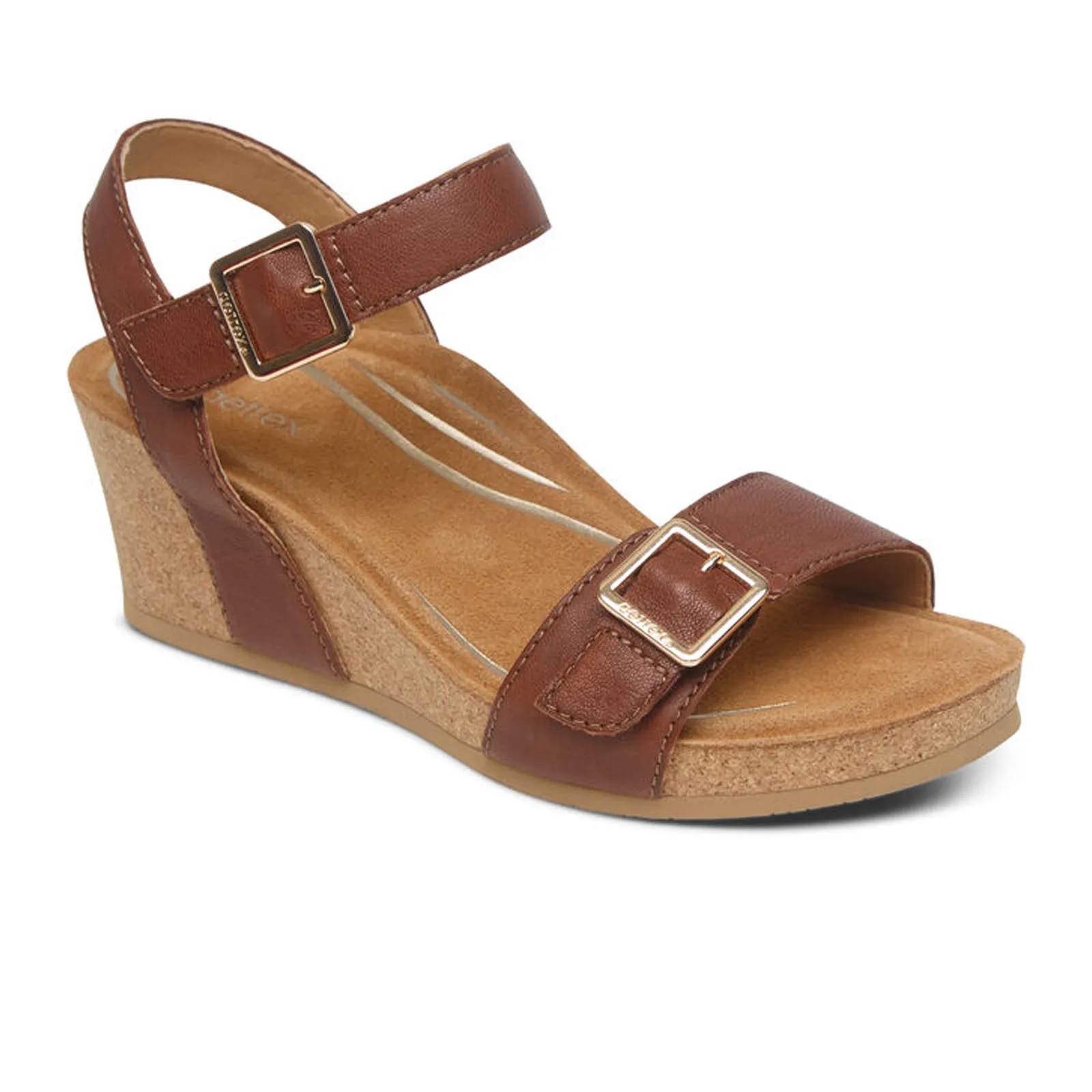 Aetrex Lexa Wedge Sandal (Women) - Walnut
