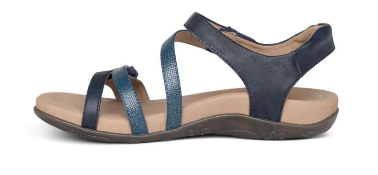 Aetrex Navy Jess Adjustable Quarter Strap Sandal SE215