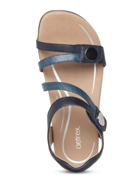 Aetrex Navy Jess Adjustable Quarter Strap Sandal SE215