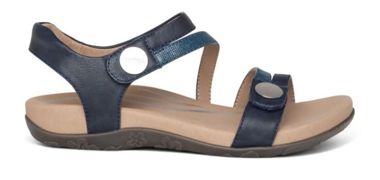 Aetrex Navy Jess Adjustable Quarter Strap Sandal SE215