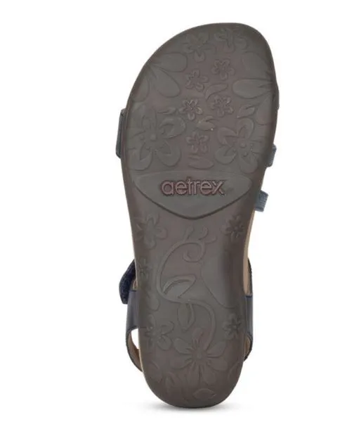 Aetrex Navy Jess Adjustable Quarter Strap Sandal SE215